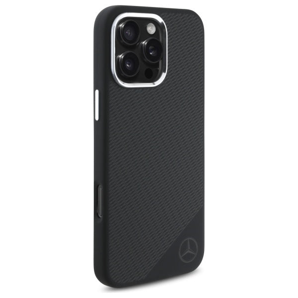 Mercedes MEHMP16L23SUGDK iPhone 16 Pro 6.3" black/black hardcase Silicone Tonal Logo Wood Pattern MagSafe