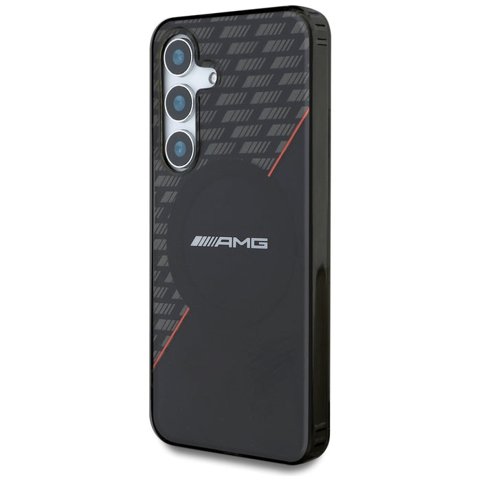 AMG Double Layer Rhombs MagSafe Case for Samsung Galaxy S25 - Black/Red