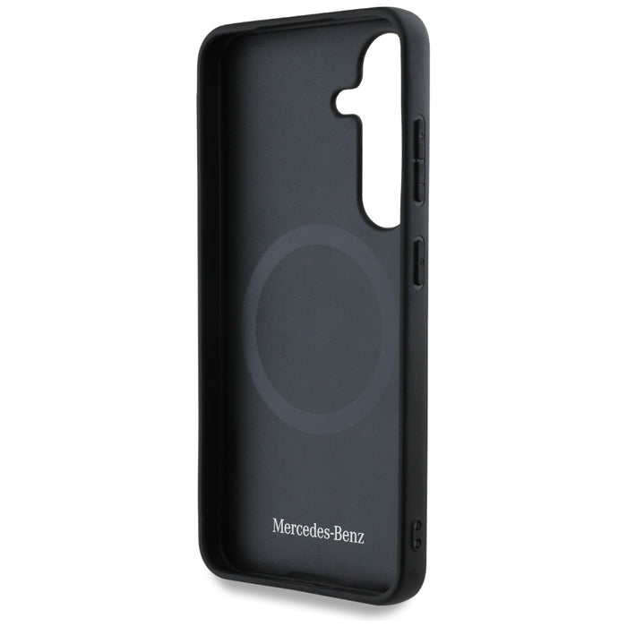 Mercedes Leather Debossed Lines MagSafe case for Samsung Galaxy S25 - black