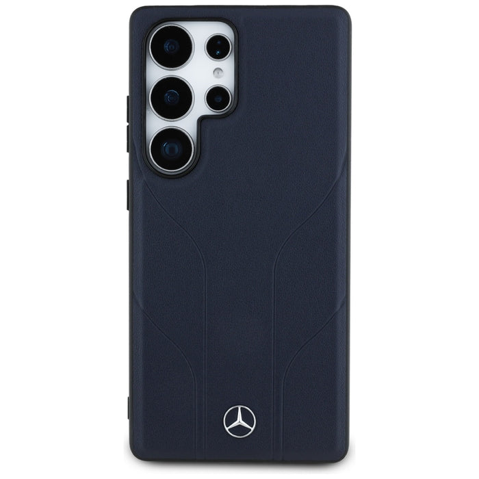 Mercedes Leather Debossed Lines MagSafe Case for Samsung Galaxy S25 Ultra - Blue