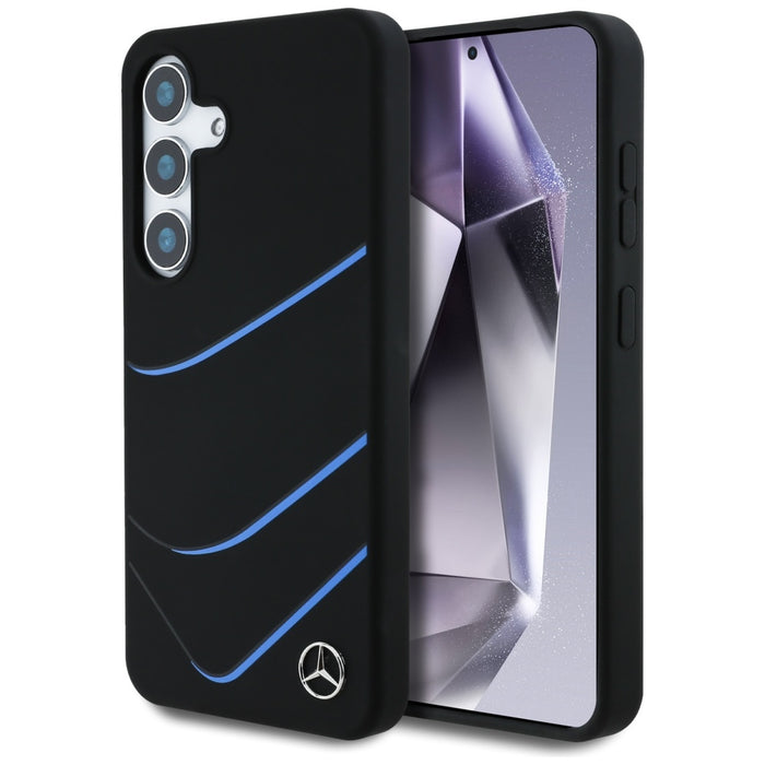 Mercedes Silicone Contrasted Curves MagSafe Case for Samsung Galaxy S25 - Black