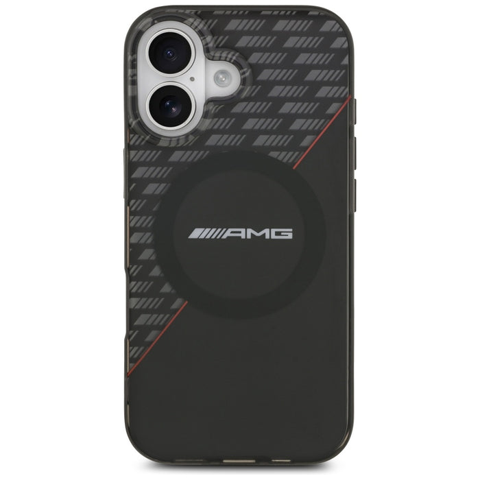 AMG Double Layer Transparent Rhombs MagSafe Case for iPhone 17 - Black and Red