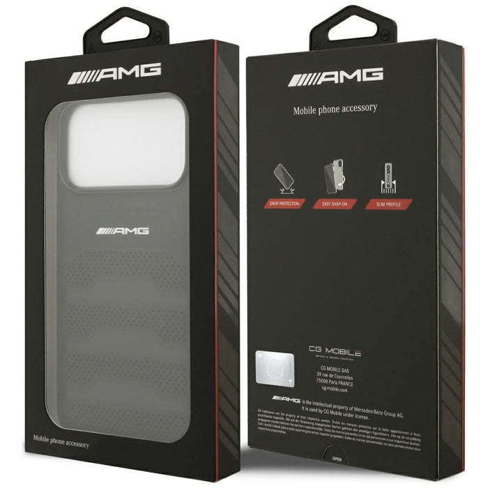 AMG Leather Debossed Lines Logo Case for iPhone 17 Pro Max - Black