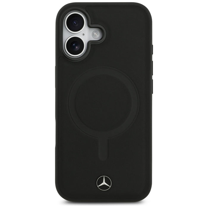 Mercedes Plain Smooth Leather MagSafe case for iPhone 17 - black