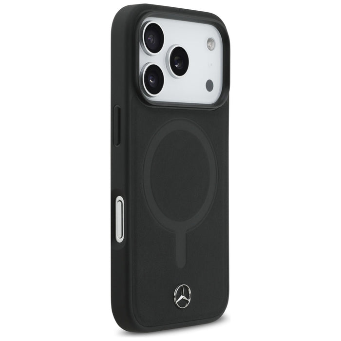 Mercedes Plain Smooth Leather MagSafe Case for iPhone 17 Pro - Black
