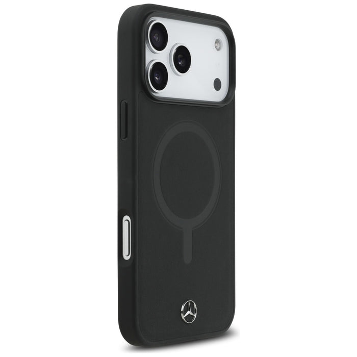 Mercedes Plain Smooth Leather MagSafe Case for iPhone 17 Pro Max - Black