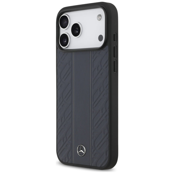Mercedes Leather Laurel Leaves Stripes MagSafe Case for iPhone 17 Pro Max - Blue