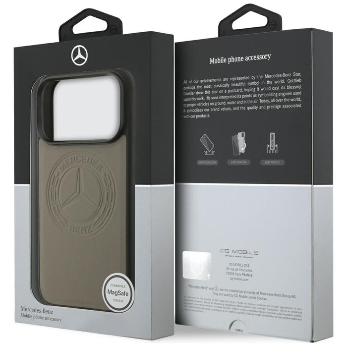 Mercedes Leather Vintage Logo MagSafe Case for iPhone 17 Pro - Beige