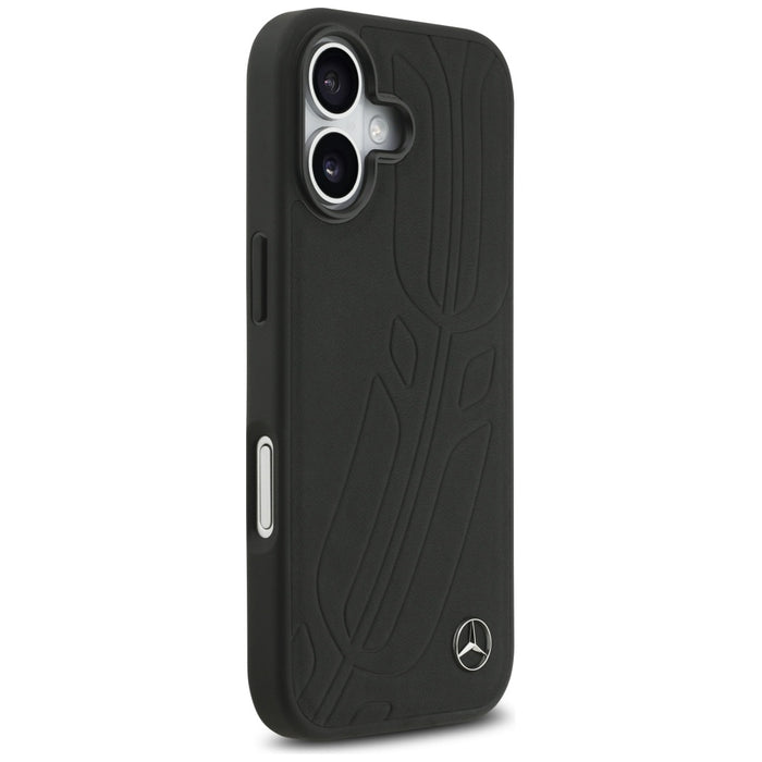 Mercedes Leather Large Laurel Leave MagSafe Case for iPhone 17 - Black