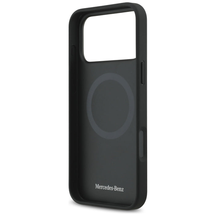 Mercedes Leather Large Laurel Leave MagSafe Case for iPhone 17 Pro Max - Black