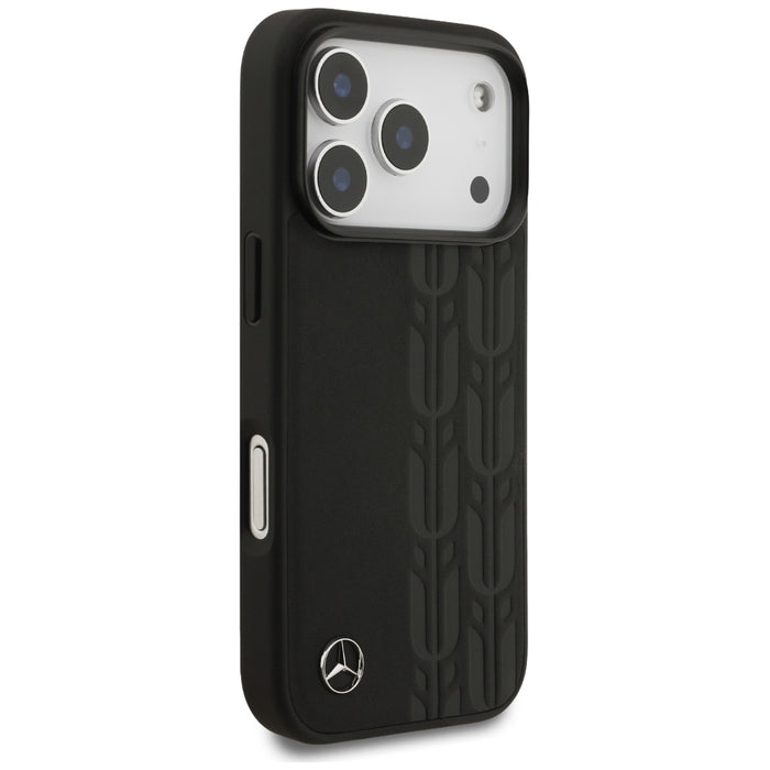 Mercedes Leather Laurel Leaves MagSafe Case for iPhone 17 Pro - Black