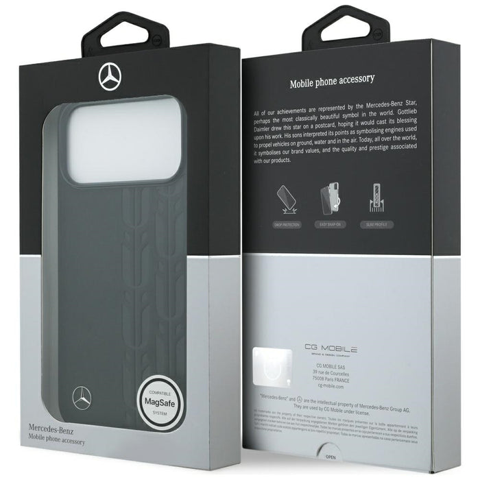 Mercedes Leather Laurel Leaves MagSafe Case for iPhone 17 Pro Max - Black