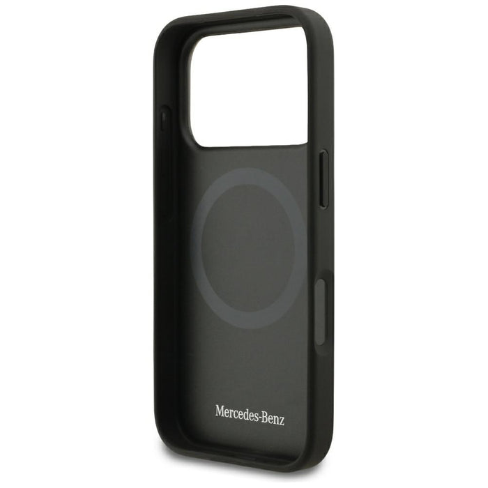 Mercedes Leather Star Pattern Stripes MagSafe Case for iPhone 17 Pro - Black