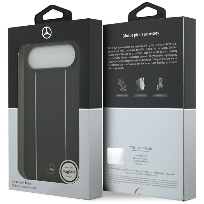 Mercedes Leather Star Pattern Stripes MagSafe case for iPhone Air - black
