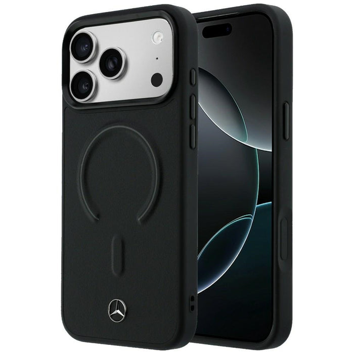 Mercedes Leather 3D MagSafe Case for iPhone 17 Pro - Black