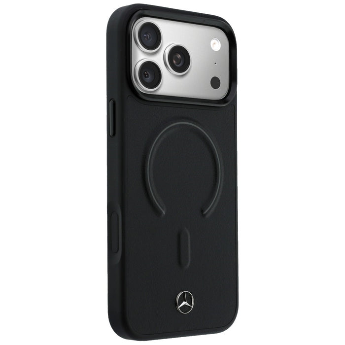 Mercedes Leather 3D MagSafe Case for iPhone 17 Pro Max - Black