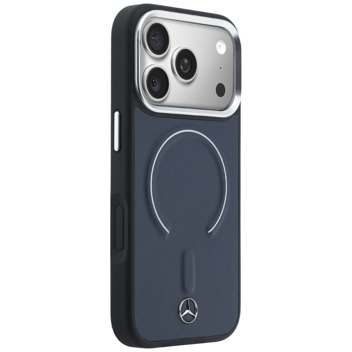 Mercedes Leather 3D MagSafe Case for iPhone 17 Pro Max - Navy Blue