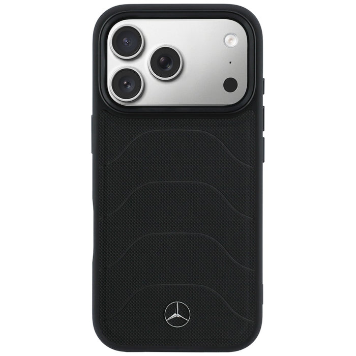 Mercedes Leather Mesh with Bow Line MagSafe Case for iPhone 17 Pro - Black