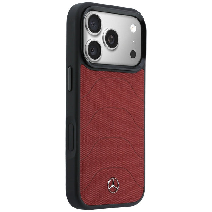 Mercedes Leather Mesh with Bow Line MagSafe Case for iPhone 17 Pro Max - Red