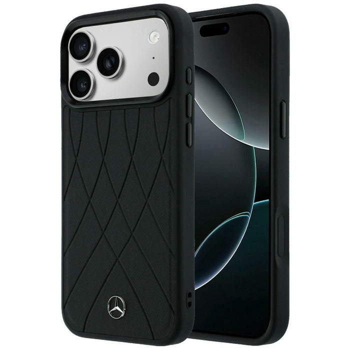 Mercedes Leather with Crossed Lines MagSafe case for iPhone 17 Pro - black