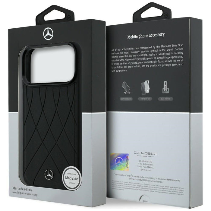 Mercedes Leather with Crossed Lines MagSafe case for iPhone 17 Pro Max - black