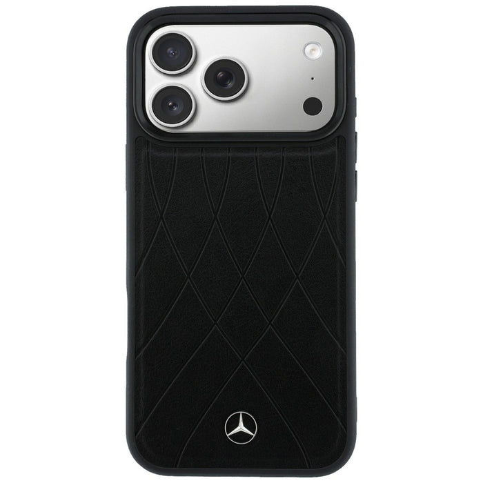 Mercedes Leather with Crossed Lines MagSafe case for iPhone 17 Pro Max - black