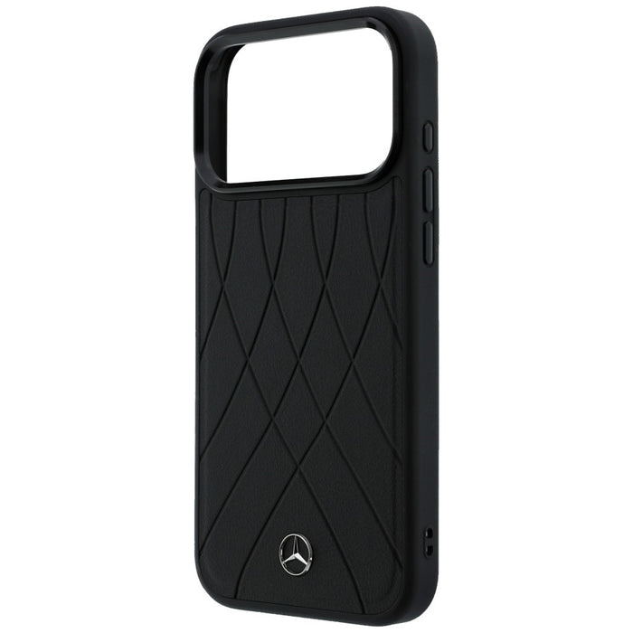 Mercedes Leather with Crossed Lines MagSafe case for iPhone 17 Pro Max - black