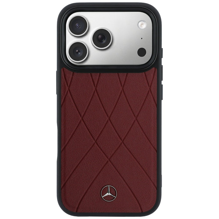 Mercedes Leather with Crossed Lines MagSafe case for iPhone 17 Pro Max - red