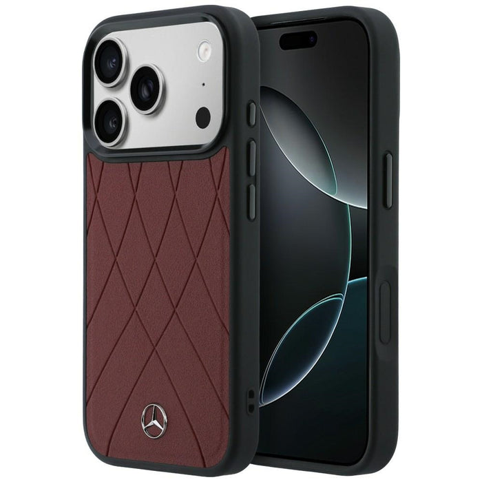 Mercedes Leather with Crossed Lines MagSafe case for iPhone 17 Pro Max - red
