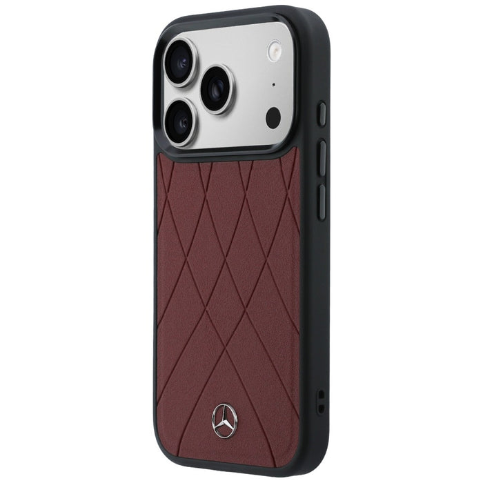 Mercedes Leather with Crossed Lines MagSafe case for iPhone 17 Pro Max - red