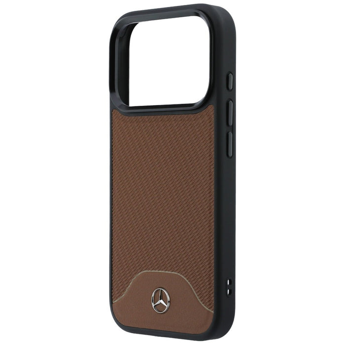 Mercedes Leather Wood Effect and Curve MagSafe case for iPhone 17 Pro - brown