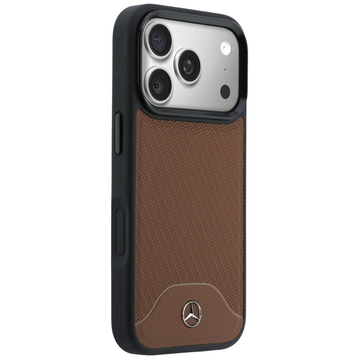 Mercedes Leather Wood Effect and Curve MagSafe case for iPhone 17 Pro - brown