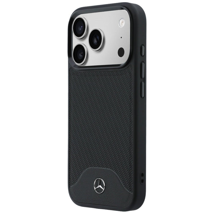 Mercedes Leather Wood Effect and Curve MagSafe case for iPhone 17 Pro - black
