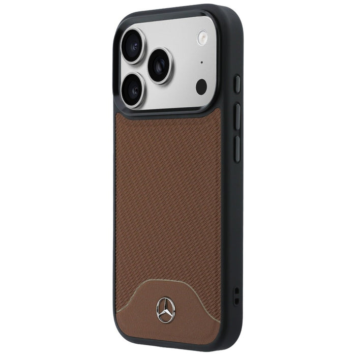 Mercedes Leather Wood Effect and Curve MagSafe case for iPhone 17 Pro Max - brown