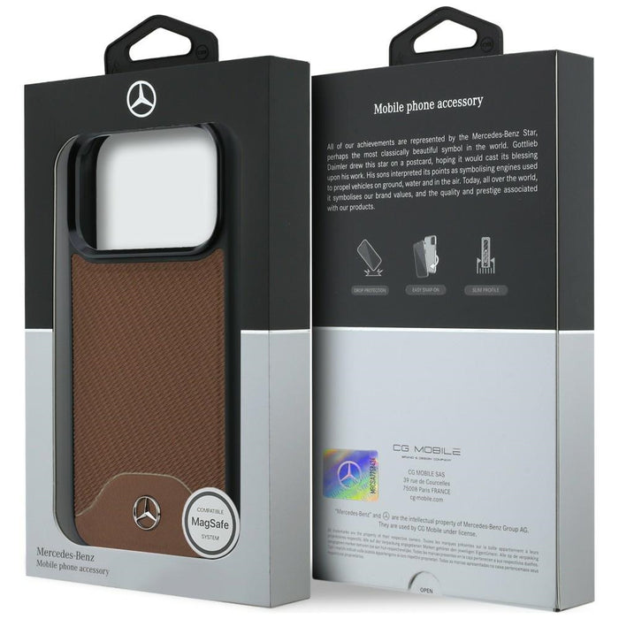 Mercedes Leather Wood Effect and Curve MagSafe case for iPhone 17 Pro Max - brown
