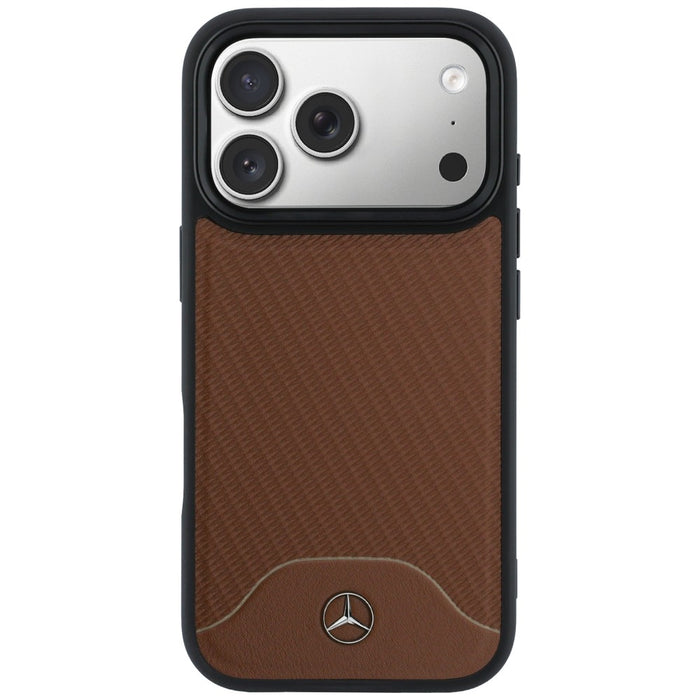 Mercedes Leather Wood Effect and Curve MagSafe case for iPhone 17 Pro Max - brown