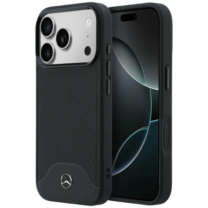 Mercedes Leather Wood Effect and Curve MagSafe case for iPhone 17 Pro Max - black