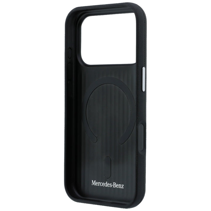 Mercedes Leather Semi Wrap Grill Pattern MagSafe Case for iPhone 17 Pro - Black