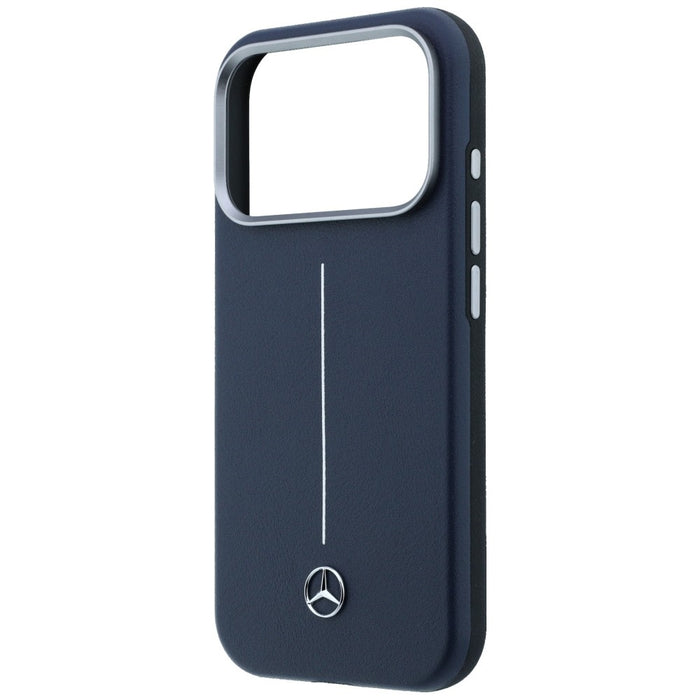 Mercedes Leather Semi Wrap Iconic Line MagSafe Case for iPhone 17 Pro - Navy Blue