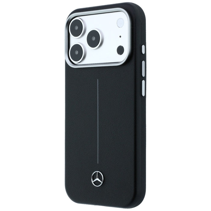 Mercedes Leather Semi Wrap Iconic Line MagSafe Case for iPhone 17 Pro Max - Black