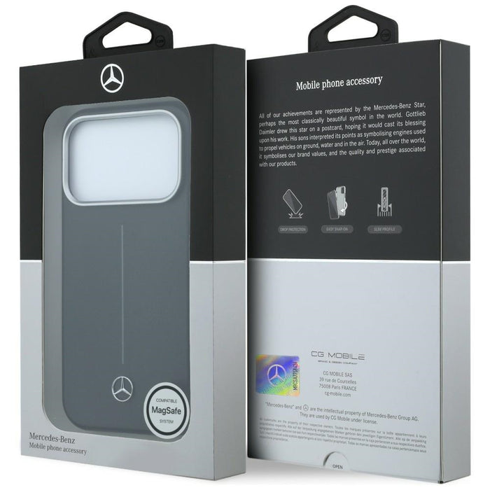 Mercedes Leather Semi Wrap Iconic Line MagSafe Case for iPhone 17 Pro Max - Black