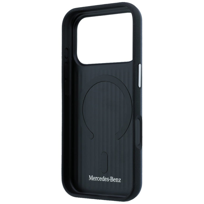 Mercedes Leather Semi Wrap Iconic Line MagSafe Case for iPhone 17 Pro Max - Navy Blue