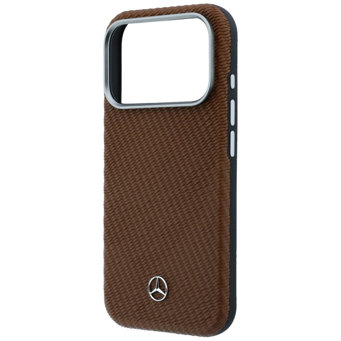 Mercedes Leather Semi Wrap Wood Effect MagSafe case for iPhone 17 Pro - brown