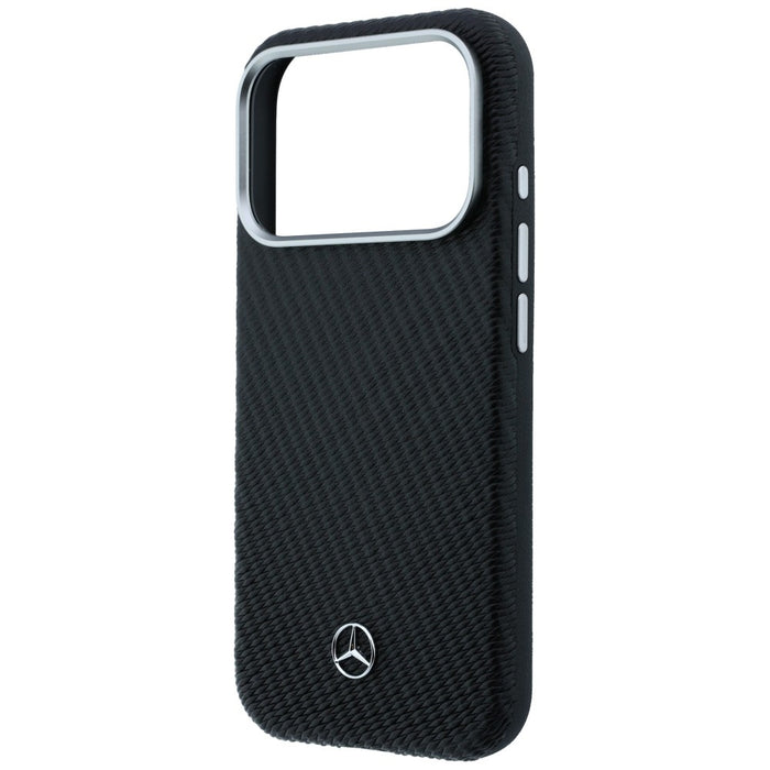 Mercedes Leather Semi Wrap Wood Effect MagSafe Case for iPhone 17 Pro - Black