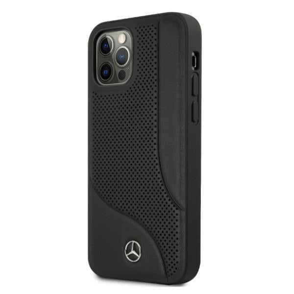 Mercedes Leather Perforated Area Case for iPhone 12 Pro Max - Black