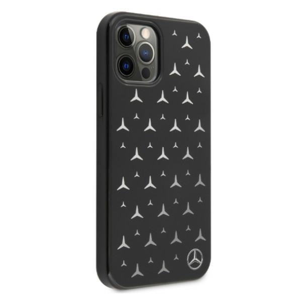 Mercedes Silver Stars Pattern Case for iPhone 12 Pro Max - Black
