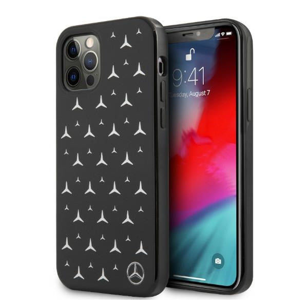 Mercedes Silver Stars Pattern Case for iPhone 12 / iPhone 12 Pro - Black