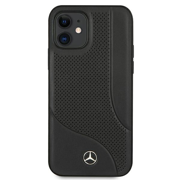 Mercedes Leather Perforated Area Case for iPhone 12 mini - Black