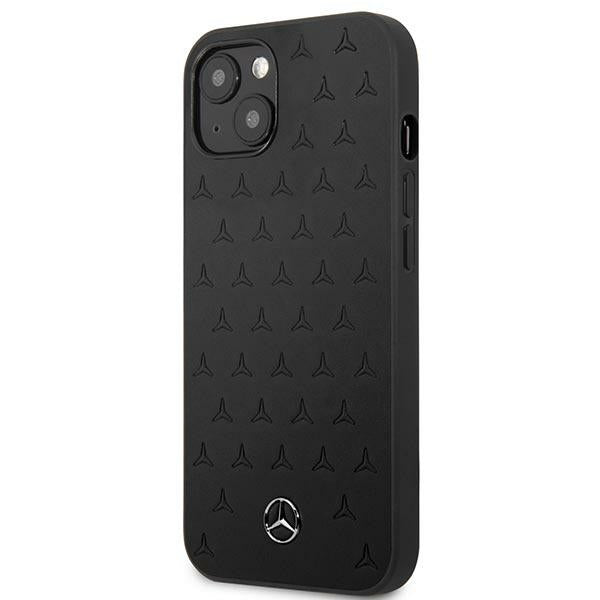 Mercedes Leather Stars Pattern Case for iPhone 13 mini - Black