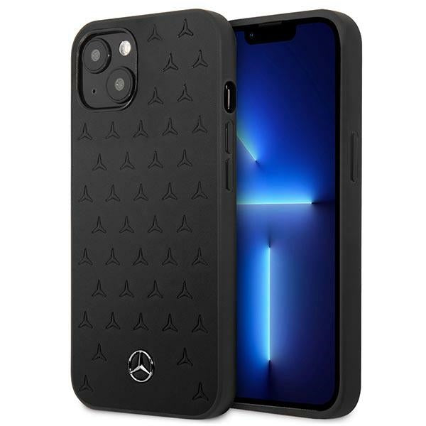 Mercedes Leather Stars Pattern Case for iPhone 13 mini - Black